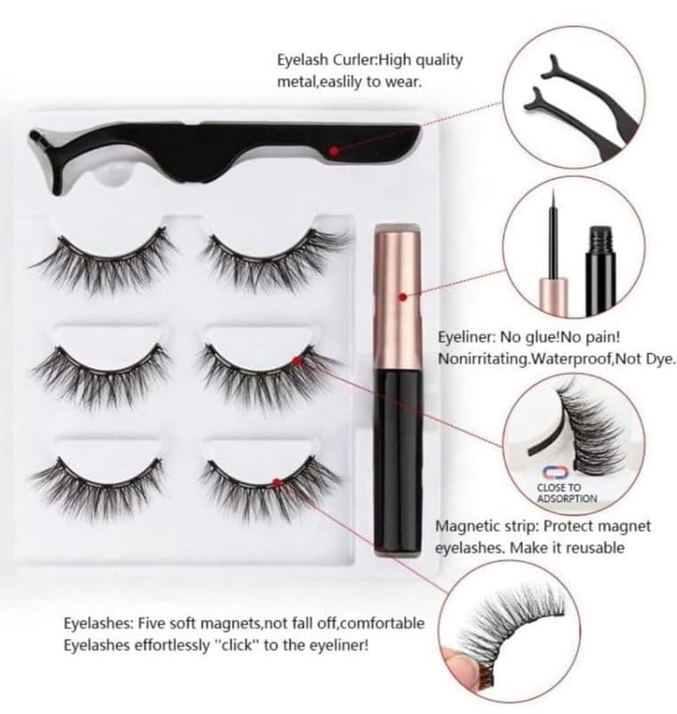 Shopfleet Shopfleet 3D 3 Pair False Magnetic Eyelashes Eyeliner with Special Tool 111218 - Image 2