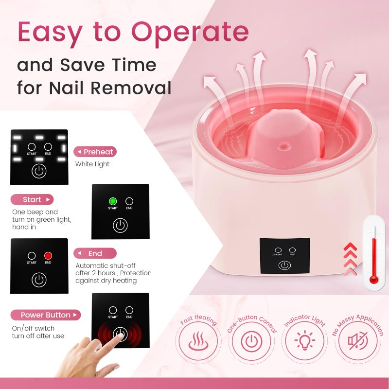 Yokilly Nail Soaking Bowl Heated: 50% Faster Nail Soak off Bowl for Women Nail Beginner - Electric Manicure Nail Bowl for Home Salon - Image 4