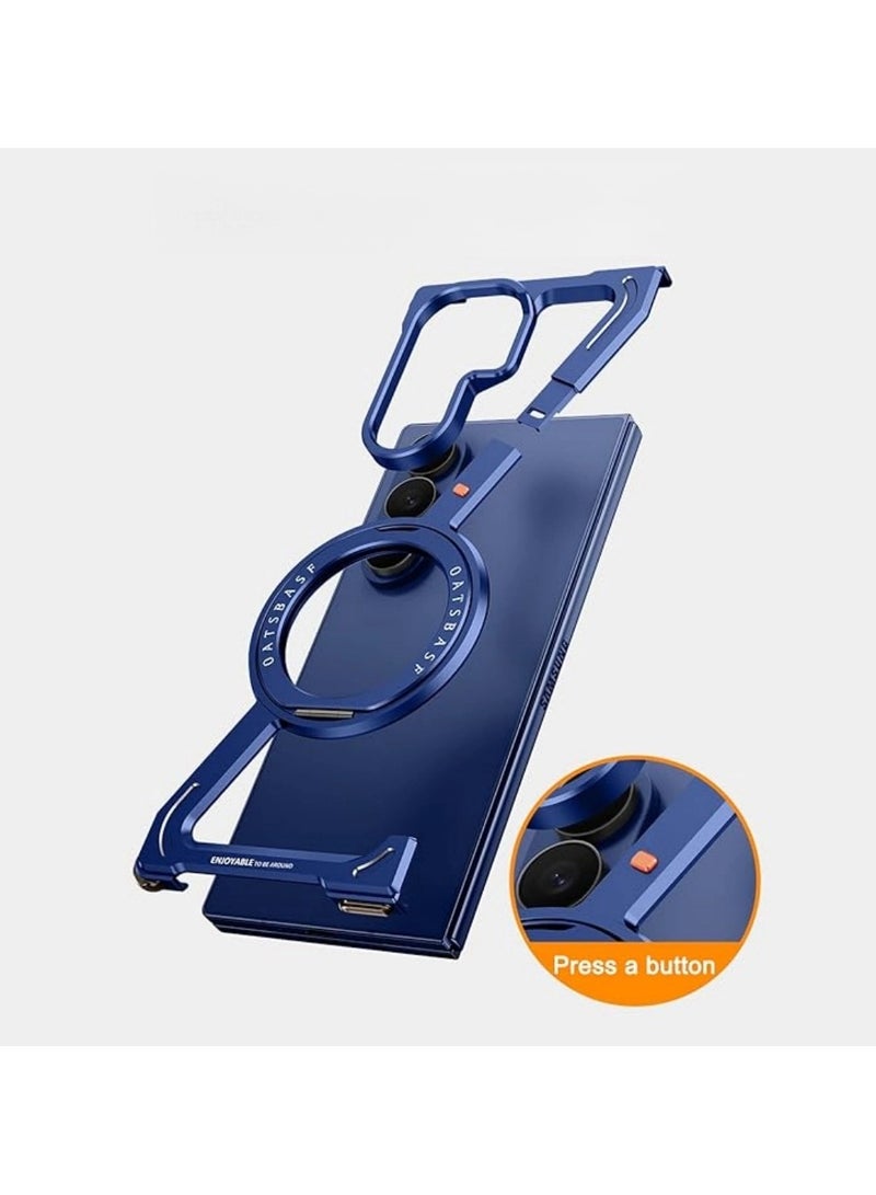 عام Compatible with Samsung Z FOLD7 Metal Phone Case Z Frame Assembly 360° Stand Magnetic Bare Phone Cooling Sleeve Foldable Screen Compatible Drop Protection