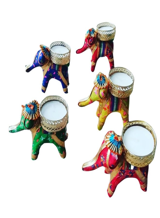 Sri Yagnaa - Elephant Tealight Holder 5 pcs - Wedding Return Gifts - Housewarming Return Gifts (ETL-5)