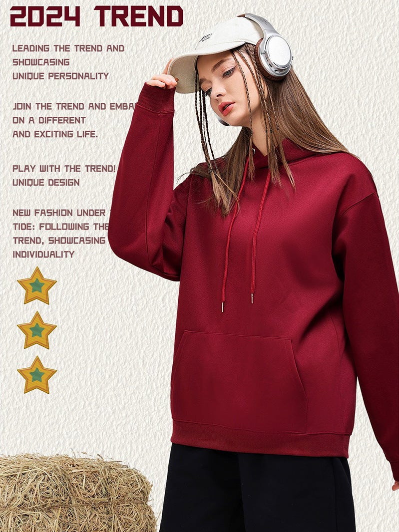 Heavy 330G7A Antibacterial Imitation Cotton Hooded Sweater Men'S Solid Color Simple All-Match Men'S And Women'S Hoodie - Image 3