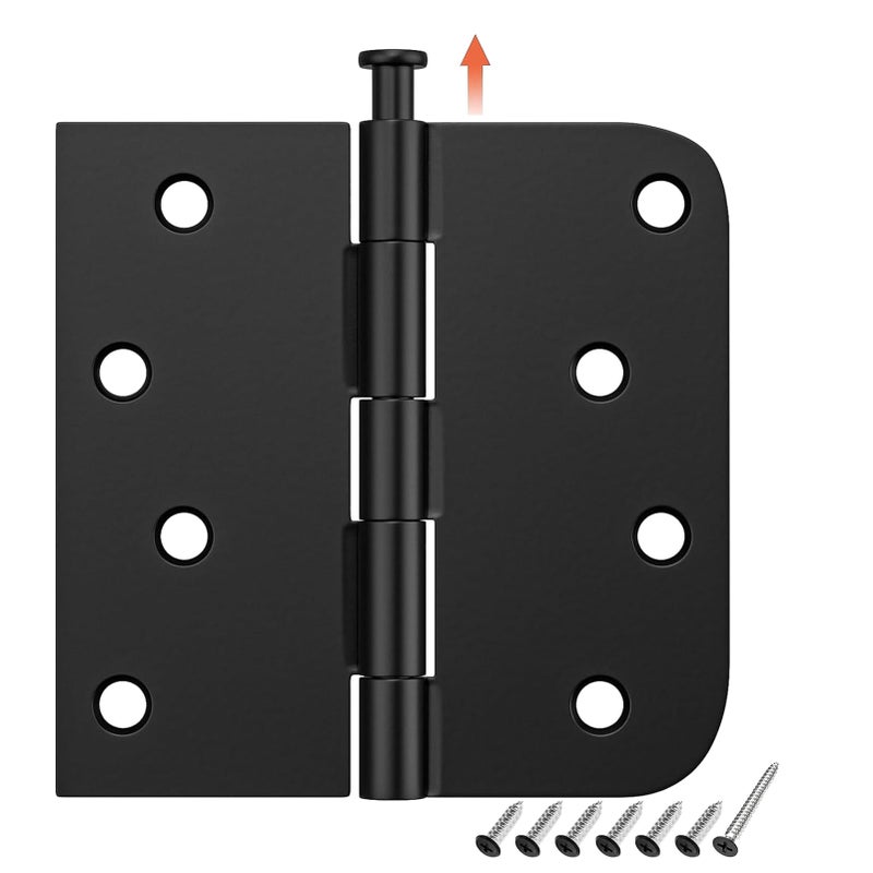 HOSOM 3 Pack Black Exterior Door Hinges 4 Inch 5/8"" Radius Removable Pin Perfect For Heavy-Duty Front & Back Door Antirust & No Squeaks - Image 1