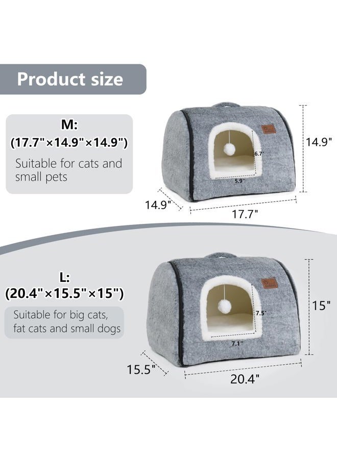 OMLIVLIES cat Bed cave-cat beds for Indoor Cats,Soft and Comfortable Cute cat House,with Removable Washable Cushioned Pillow,Enclosed pet Bed,Kitty cat hut、Hideaway,Small Large Dog Tent (Dark Grey) - Image 5