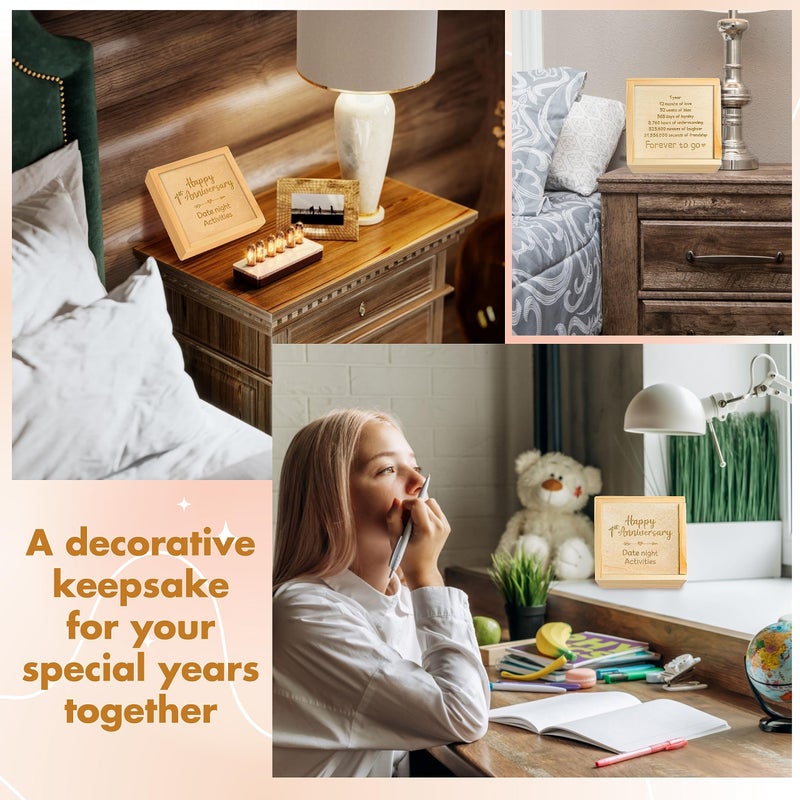 STOFINITY 1 Year Anniversary Wooden Gifts for Boyfriend Girlfriends - One Year Anniversary Wood Gifts for Him Her, First Dating Gift for Couple, 1st Wedding Gift for Husband Wife - Image 5