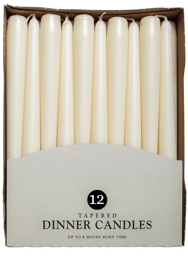 Tall Taper White Candles (Pack of 12) 25cm Long Candle for Romantic Dinner Long Candles wax candles White candles long burning candles taper candles unscented dinner candles 