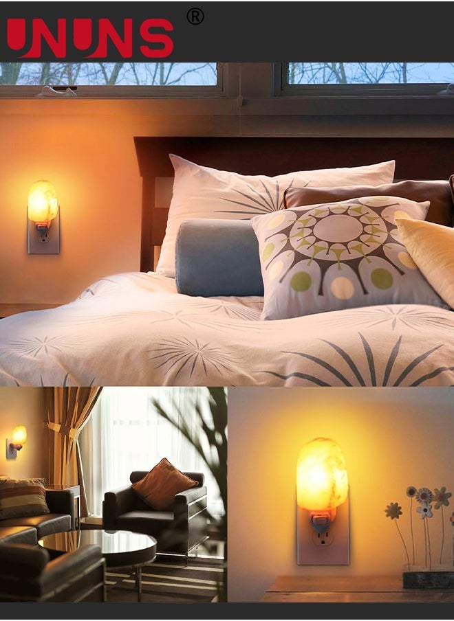 UNUNS Himalayan Salt Lamp,2 Pack Natural Himalayan Crystal Salt Light,Plug-in Warm Orange Nursery Wall Night Light,Decoration Salt Rock Lamp  - Image 5