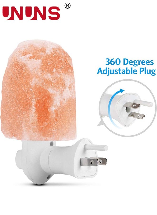 UNUNS Himalayan Salt Lamp,2 Pack Natural Himalayan Crystal Salt Light,Plug-in Warm Orange Nursery Wall Night Light,Decoration Salt Rock Lamp  - Image 3