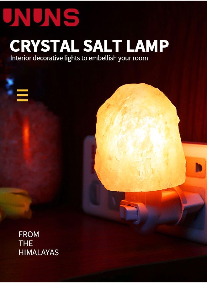 UNUNS Himalayan Salt Lamp,2 Pack Natural Himalayan Crystal Salt Light,Plug-in Warm Orange Nursery Wall Night Light,Decoration Salt Rock Lamp  - Image 2