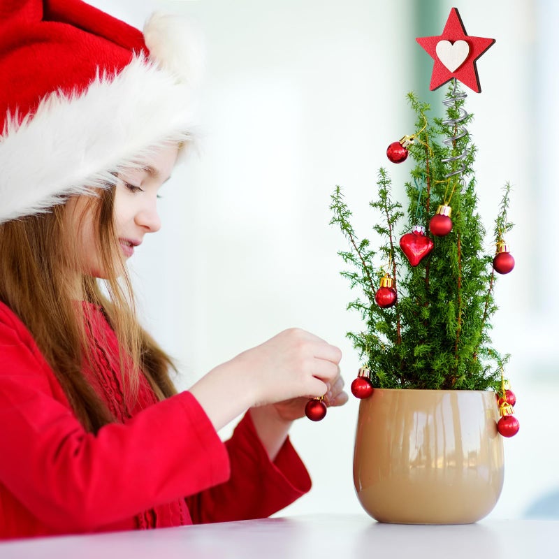 Yinkin Valentine Day Tree Topper Red Miniature Small Christmas Star Topper for Christmas Tree Wood Heart Center for Valentineâ€˜S Day Party Supplies Holiday Ornament Home Decoration - Image 5