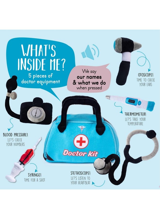 Plush Creations Talking Plush Toy Doctor Kit For Toddlers | Doctor Playset | Kid Doctor Set | Doctor Kit For Toddlers | Dr Kit | Includes Talking Blood Pressure Meter, Otoscope, Stethoscope, Thermometer & Syringe  - Image 2