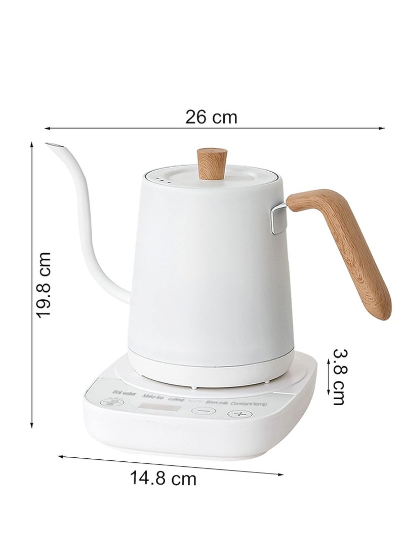 Electric Kettle, 304 Stainless Steel Coffee and Tea Pot, 1000W Rapid Heating Electric Boiler for Coffee Tea Brewing 800ML White