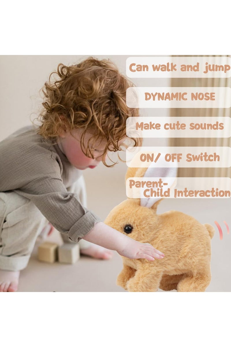 Interactive Hopping Bunny Toy – Plush Walking Rabbit with Sounds & Wiggle Ears, Carrot Accessory, 7-Inch Electronic Pet Gift for Kids - Image 2
