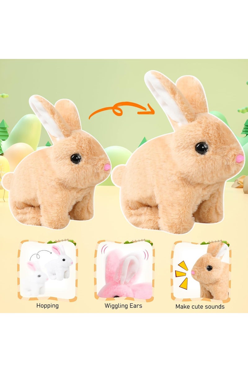 Interactive Hopping Bunny Toy – Plush Walking Rabbit with Sounds & Wiggle Ears, Carrot Accessory, 7-Inch Electronic Pet Gift for Kids - Image 3