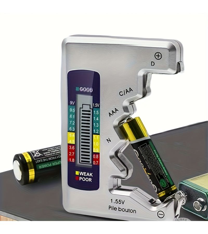 Battery Tester Black Digital LCD For AA AAA 9V 1.5V Lithium Button Cell Capacity Voltage Load - Image 2