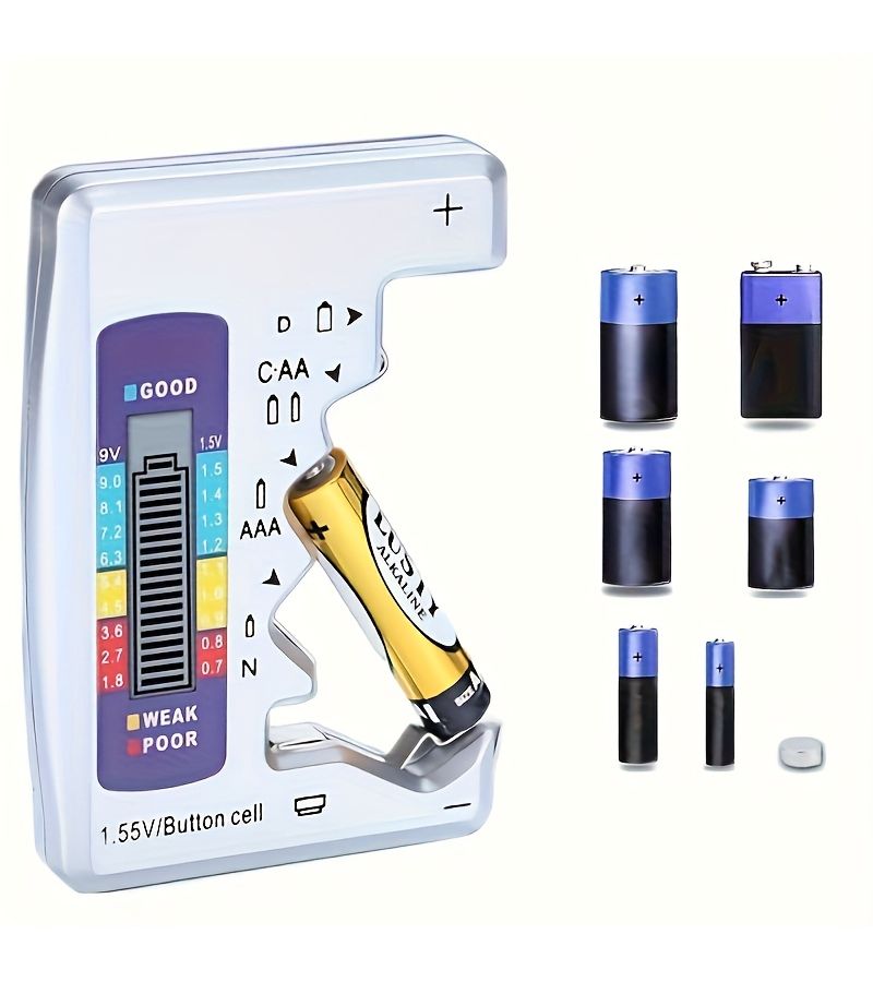 Battery Tester Black Digital LCD For AA AAA 9V 1.5V Lithium Button Cell Capacity Voltage Load - Image 4