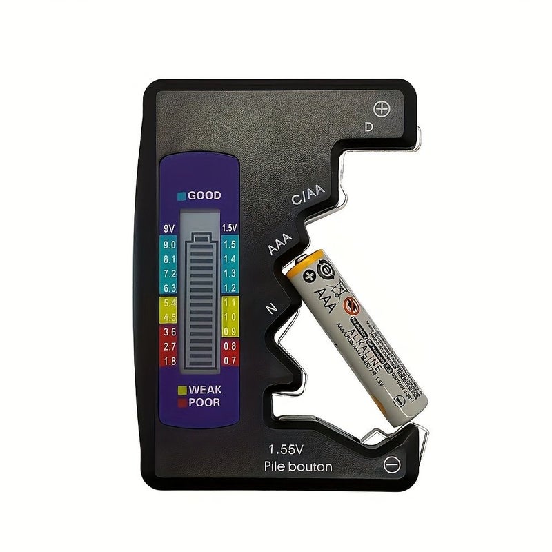 Battery Tester Black Digital LCD For AA AAA 9V 1.5V Lithium Button Cell Capacity Voltage Load - Image 5