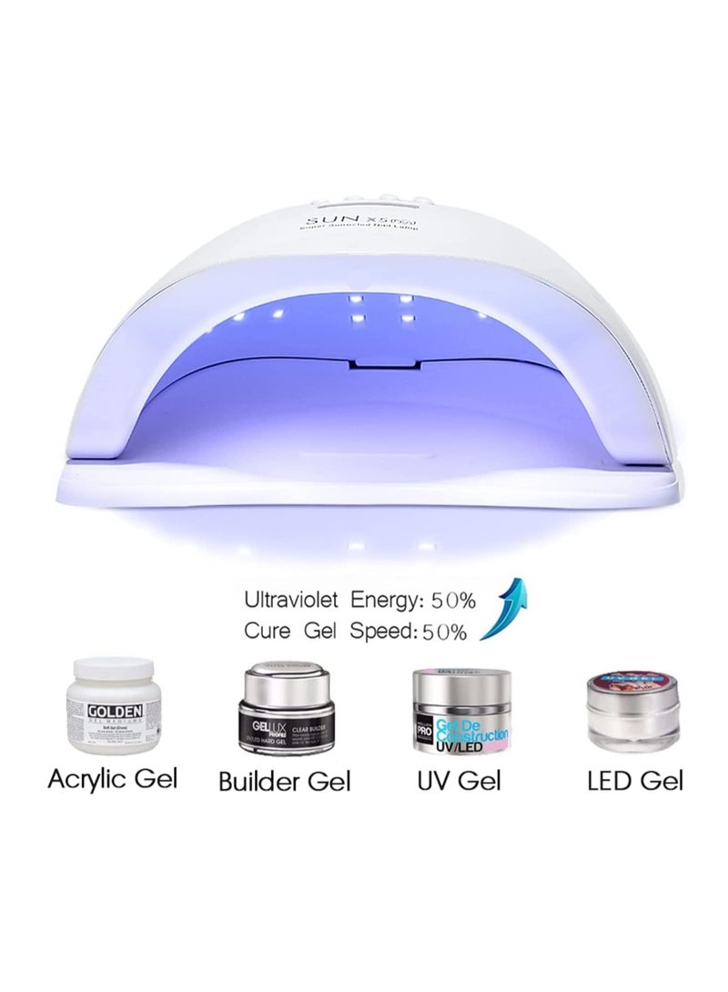 مصباح أظافر إل إي دي محترف لجيل البوليش، مجفف بالأشعة فوق البنفسجية/إل إي دي للعناية بالأظافر والقدمين، مجفف أظافر محمول، أداة تصلب لطلاء الأظافر وفنون الأظافر، الطراز SUN X5 Max، باللون الأبيض - Image 2