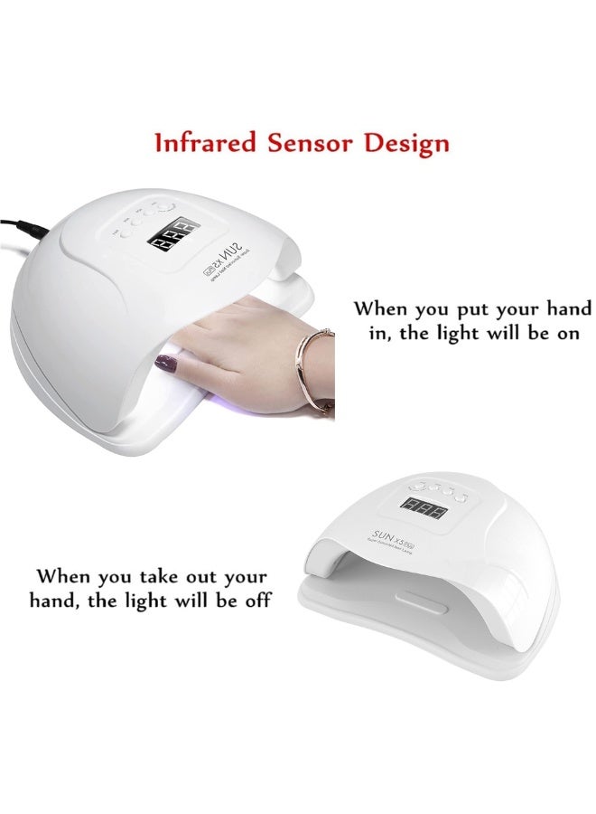مصباح أظافر إل إي دي محترف لجيل البوليش، مجفف بالأشعة فوق البنفسجية/إل إي دي للعناية بالأظافر والقدمين، مجفف أظافر محمول، أداة تصلب لطلاء الأظافر وفنون الأظافر، الطراز SUN X5 Max، باللون الأبيض - Image 3