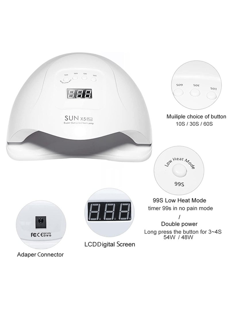 مصباح أظافر إل إي دي محترف لجيل البوليش، مجفف بالأشعة فوق البنفسجية/إل إي دي للعناية بالأظافر والقدمين، مجفف أظافر محمول، أداة تصلب لطلاء الأظافر وفنون الأظافر، الطراز SUN X5 Max، باللون الأبيض - Image 5