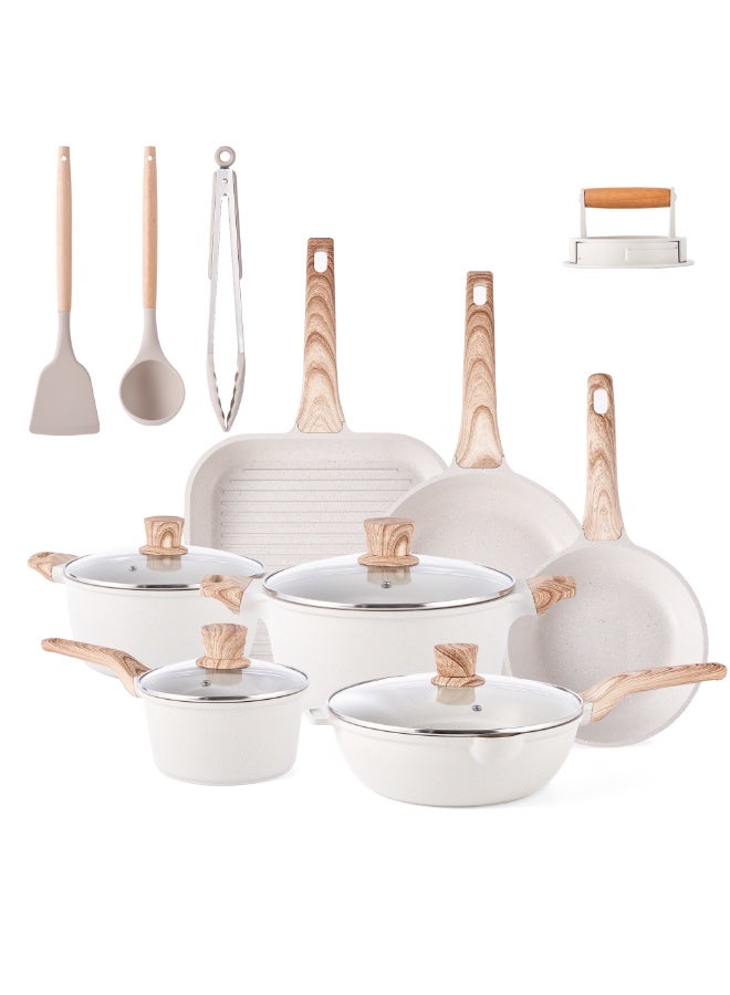 7Pcs Pots and Pans Set, Nonstick Kitchen Cookware Sets, Granite Pot and Pan, Cooking Pans Pots Set - Image 1