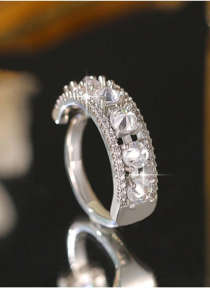 sixtyfour Elegant Stainless Steel Silver Plated Ring For Women One Size  - Image 5