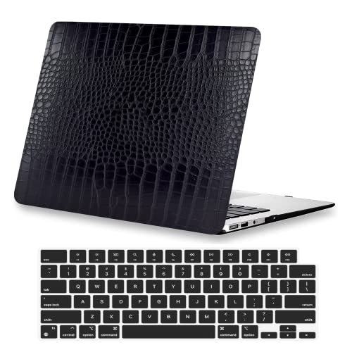 KEROM Compatible for MacBook Pro 16 inch Case 2026 M5, 2021-2025 M4 M3 M2 M1 Pro/Max Chip A3429 A3428 A3403 A3186 A2991 A2780 A2485, Crocodile Skin PU Leather Hardshell Case & Keyboard Cover, Black - Image 1