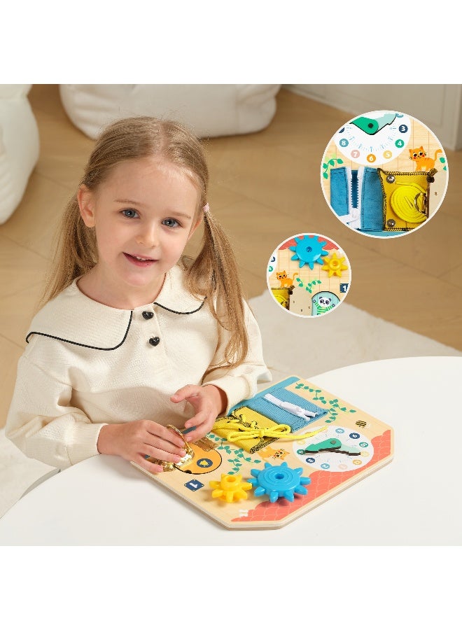 COGNIKIDS لوحة مشغولة للأطفال الصغار – 20+ نشاط حسي مونتيسوري | لعبة تعليمية محمولة مع أجراس، تروس، أقفال ومرآة | تطوير المهارات الحركية الدقيقة للأعمار من 1-4 - Image 2