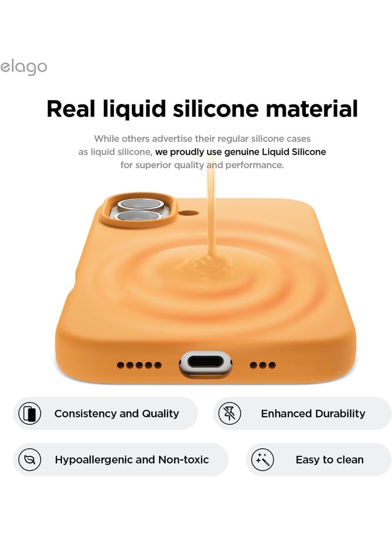 Elago Liquid Silicone for iPhone 16 Plus Case Cover Full Body Protection, Shockproof, Slim, Anti-Scratch Soft Microfiber Lining - Orange - Image 3