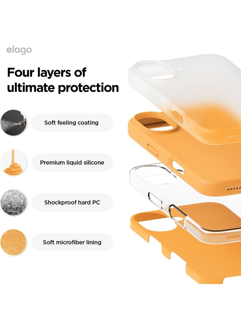 Elago Liquid Silicone for iPhone 16 Plus Case Cover Full Body Protection, Shockproof, Slim, Anti-Scratch Soft Microfiber Lining - Orange - Image 4