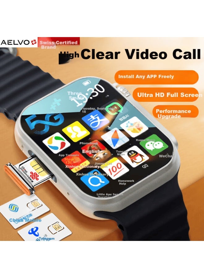 AELVO ساعة هاتف ذكي للأطفال من أيلفو متوافقة مع هارموني أو إس من هواوي وآبل آي أو إس، مخصصة للطلاب من المرحلة الابتدائية إلى الثانوية مع فتحة لبطاقة SIM، مكالمات فيديو، شبكة كاملة، يوني - Image 1