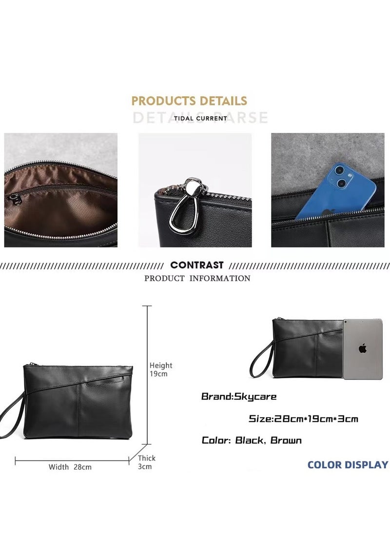 Skycare Skycare Men's Leather Handbag: Fashionable, Durable & Versatile Large Clutch Bag - Perfect for Business, Travel, and Everyday Use  - Image 4