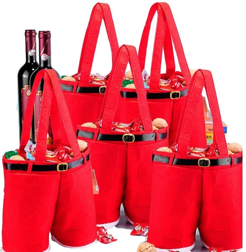 Homecube Homecube 10Pcs Large Size Christmas Candy Bag Wine Holders Santa Pants Gift and Treat Bags with Handle Portable Candy Gift Baskets Gift Wrap for Wedding10 L x 15 H