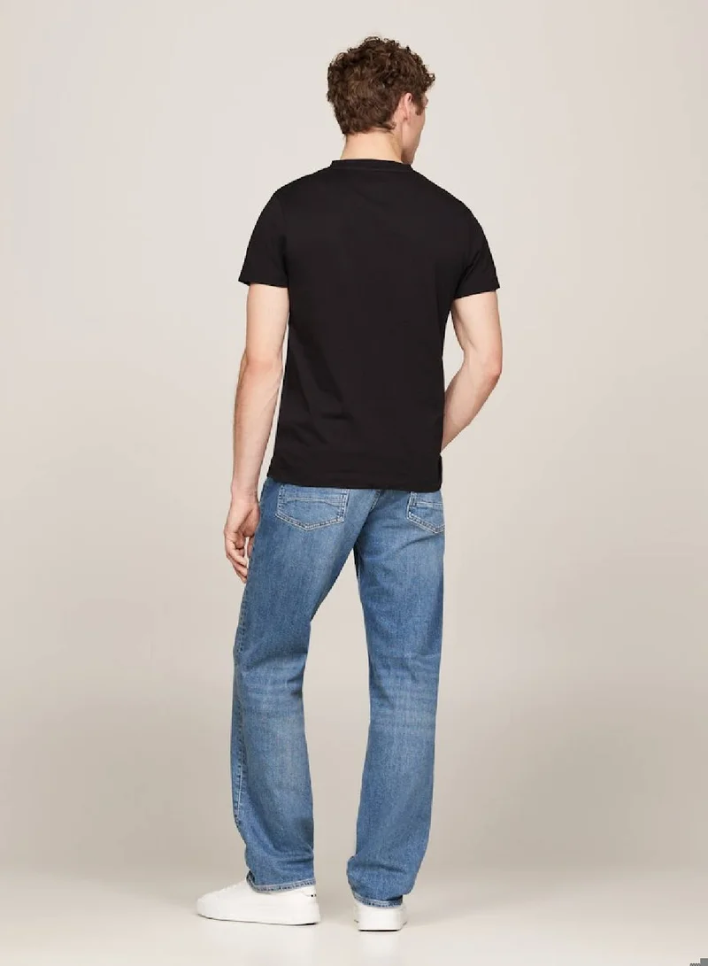 TOMMY HILFIGER Men's Logo Slim Fit T-Shirt -  Pure cotton, Black