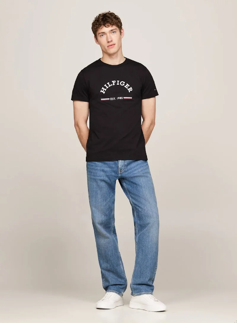 TOMMY HILFIGER Men's Logo Slim Fit T-Shirt -  Pure cotton, Black