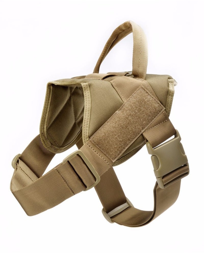 SYOSI - Dog Harness Tactical Adjustable Dog Harness for Large Dogs No Pull Military Dog Vest with D Ring and Handle Watterproof Nylon Material Pet products for Medium Large Pet Walking Training Brown L - Image 1