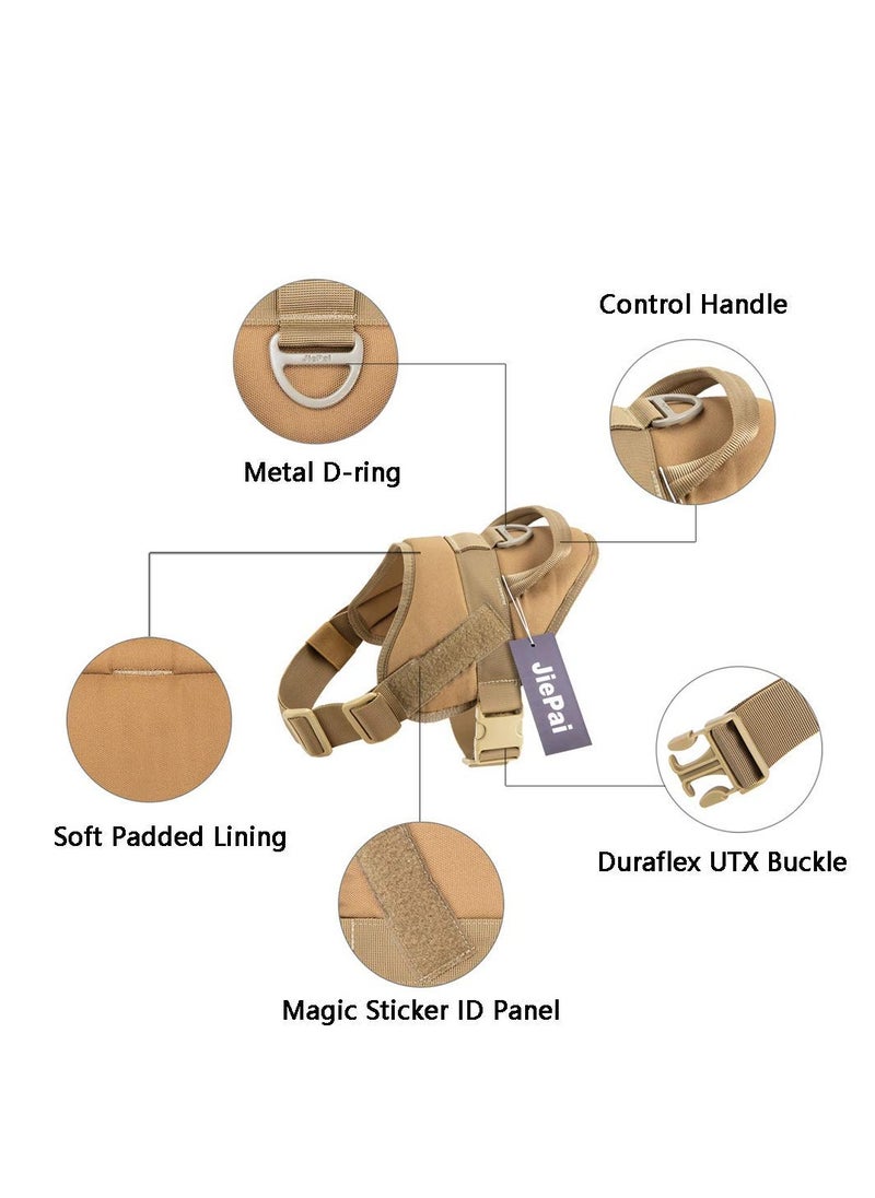 SYOSI - Dog Harness Tactical Adjustable Dog Harness for Large Dogs No Pull Military Dog Vest with D Ring and Handle Watterproof Nylon Material Pet products for Medium Large Pet Walking Training Brown L - Image 1