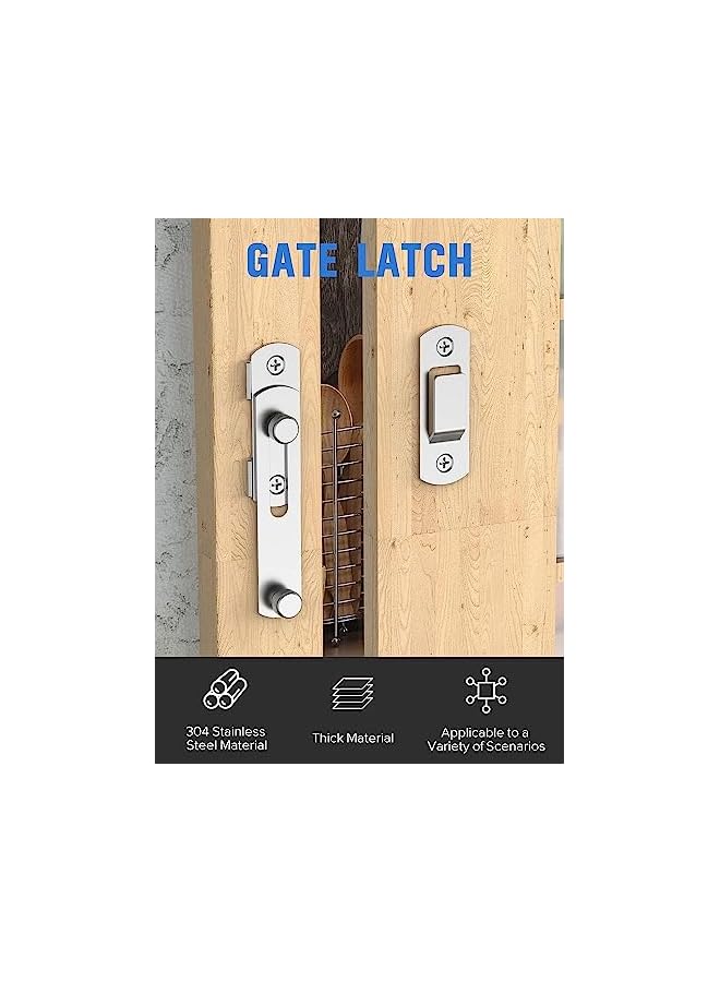 promass Sliding Barn Door Lock, Stainless Steel Gate Latches Flip Latch Safety Door Bolt Latch Lock for Wine Cabinet, Bathroom, Outdoor, Garage, Garden, Closet Door - Image 2