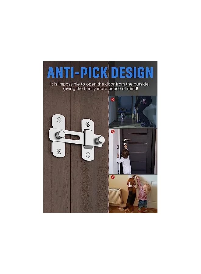 promass Sliding Barn Door Lock, Stainless Steel Gate Latches Flip Latch Safety Door Bolt Latch Lock for Wine Cabinet, Bathroom, Outdoor, Garage, Garden, Closet Door - Image 3