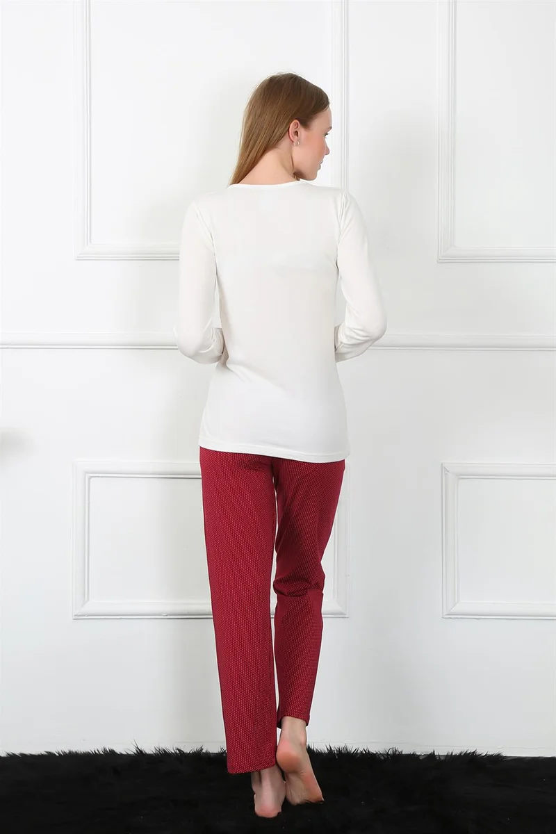 Akbeniz Women's Paris Combed Cotton Long Sleeve Pajamas Set 4139