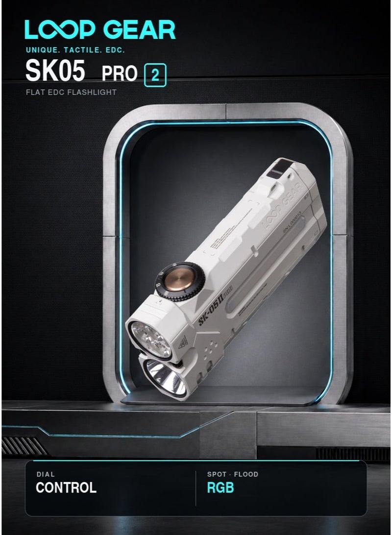 loopgear LOOP GEAR SK05 Pro 2 Mao Flat EDC Flashlight, 5000 Lumens, 8000mAh Rechargeable LED Torch & Power Bank, USB-C 22W Fast Charge, RGB Side Light, IP68 Waterproof, Micro-Arc Oxidation, 6500K White - Image 1