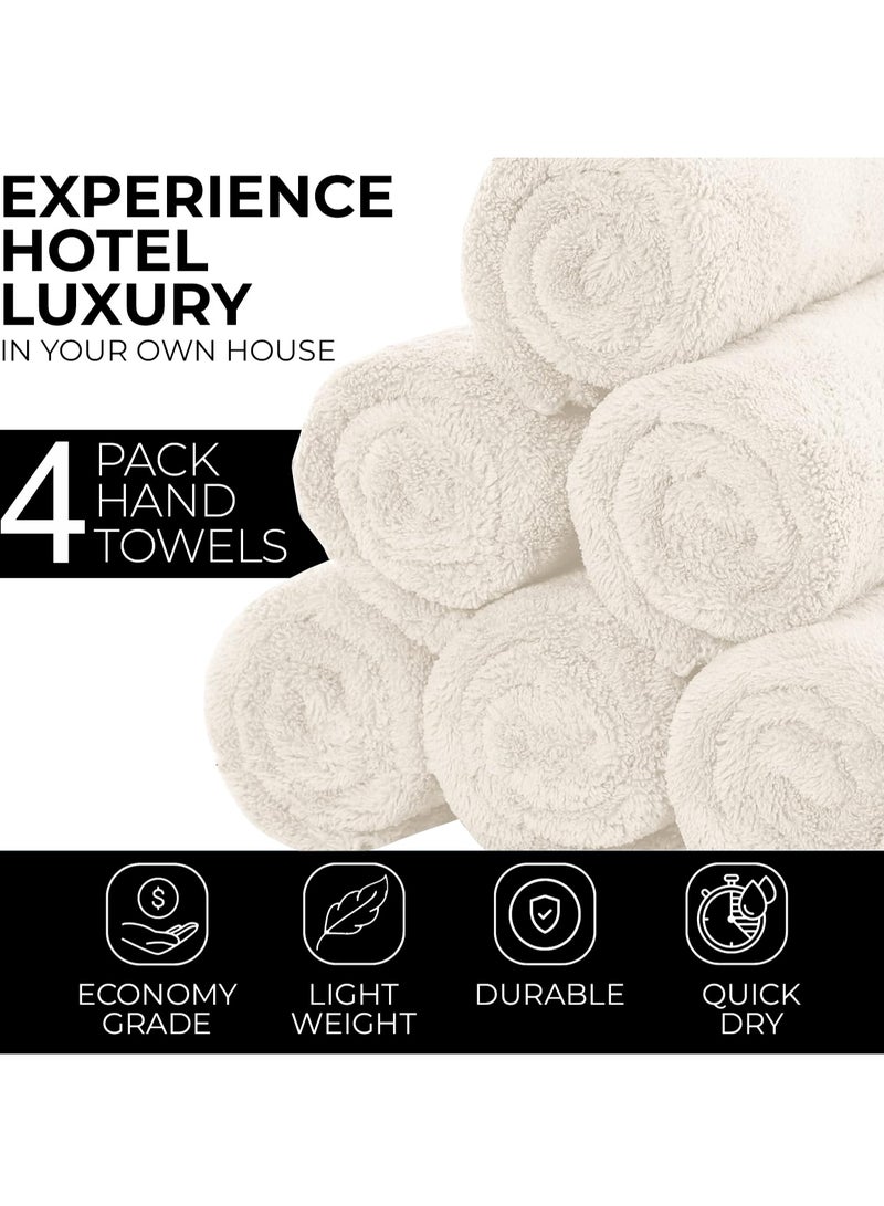 AAMSRAK Luxury Set Of 4 Hand Towels 35cm X 70cm, Ultra Thick Premium Cotton Super Soft & Highly Absorbent Towels for Bathroom, Shower, Home, Luxury Hotel & Spa Quality Towels (Cream) - Image 3