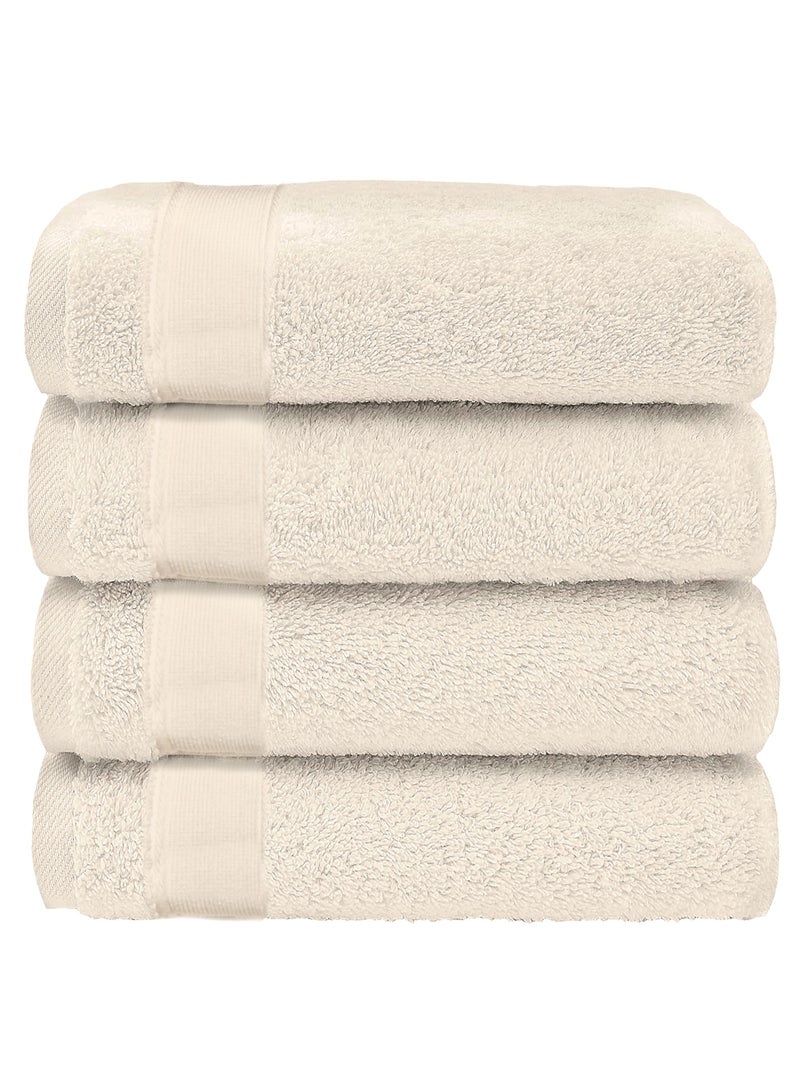 AAMSRAK Luxury Set Of 4 Hand Towels 35cm X 70cm, Ultra Thick Premium Cotton Super Soft & Highly Absorbent Towels for Bathroom, Shower, Home, Luxury Hotel & Spa Quality Towels (Cream) - Image 1
