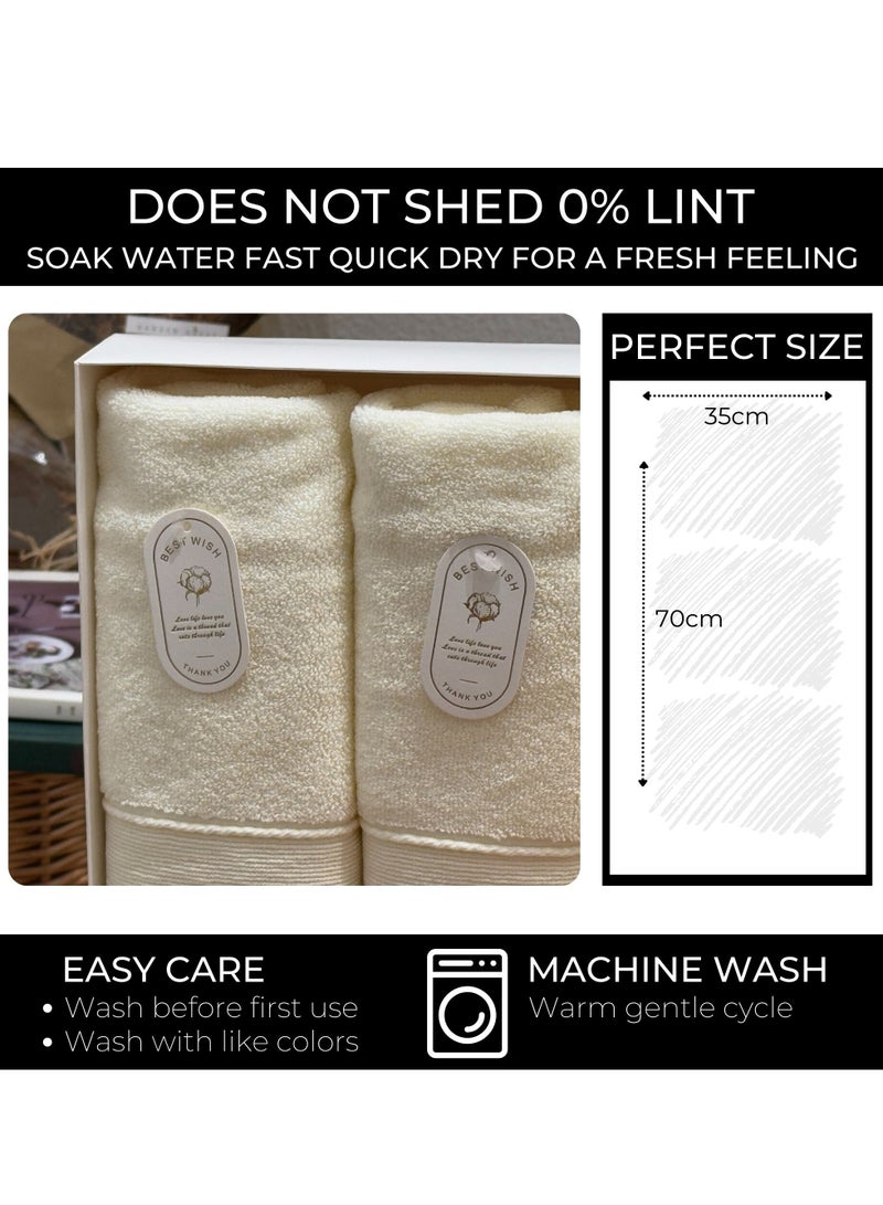 AAMSRAK Luxury Set Of 4 Hand Towels 35cm X 70cm, Ultra Thick Premium Cotton Super Soft & Highly Absorbent Towels for Bathroom, Shower, Home, Luxury Hotel & Spa Quality Towels (Cream) - Image 4