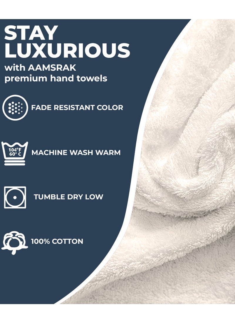 AAMSRAK Luxury Set Of 4 Hand Towels 35cm X 70cm, Ultra Thick Premium Cotton Super Soft & Highly Absorbent Towels for Bathroom, Shower, Home, Luxury Hotel & Spa Quality Towels (Cream) - Image 2