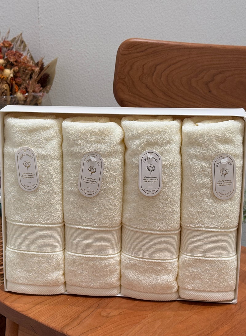 AAMSRAK Luxury Set Of 4 Hand Towels 35cm X 70cm, Ultra Thick Premium Cotton Super Soft & Highly Absorbent Towels for Bathroom, Shower, Home, Luxury Hotel & Spa Quality Towels (Cream) - Image 5