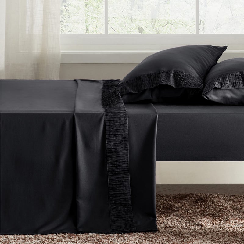 Bedsure Queen Sheet Set - 4 Pieces Soft Queen Size Sheets - Breathable & Cooling - Hotel Luxury - Easy Care Polyester Microfiber Bedding for Women, Men, Black - Image 2