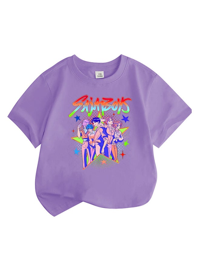 Best Seller Kpop Anime Cartoon Print Fashion Kids Short Sleeve T-shirt Loose Casual Top - Image 1