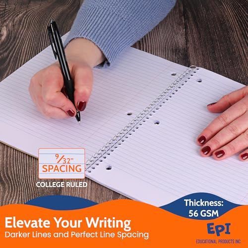 EPI Spiral Notebook | 1 Subject - College Ruled - 70 Sheets, Durable Spiral Binding | 10.5 x 8 in | Classroom Supplies | School, Office, Note Taking, Journaling - 12 Pack - Image 4