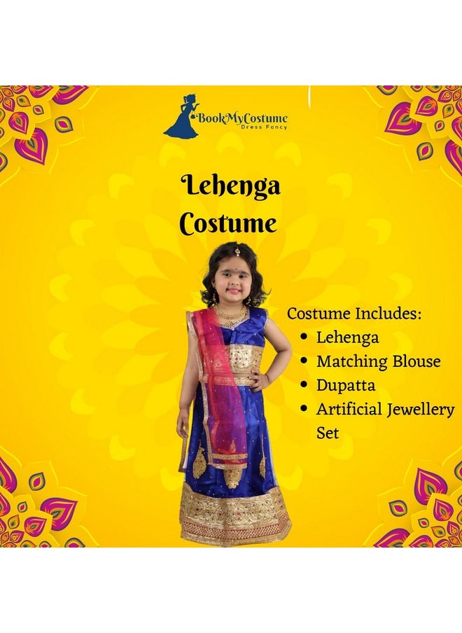 بوك ماي كوستيوم زي تنكري فاخر للأطفال من BookMyCostume رادا ليهنغا تشولي مع مجوهرات للبنات - بريميوم - أزرق من عمر سنتين إلى ثلاث سنوات  - Image 3