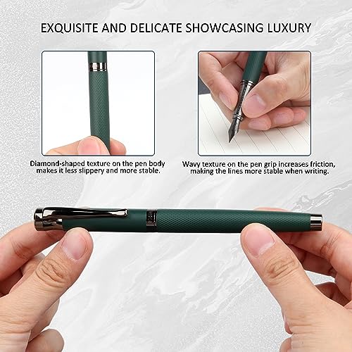 BOCIYER Luxury Fountain Pen Set,Ink Pen for Smooth Writing,Medium Nib,Includes 10 Ink Cartridges&Ink Converter,Best Pen Gift Case for Men & Women,fancy,calligraphy,Executive,Office pen-Green - Image 2